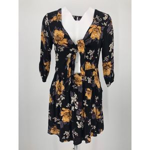 Free People tie front floral mini dress